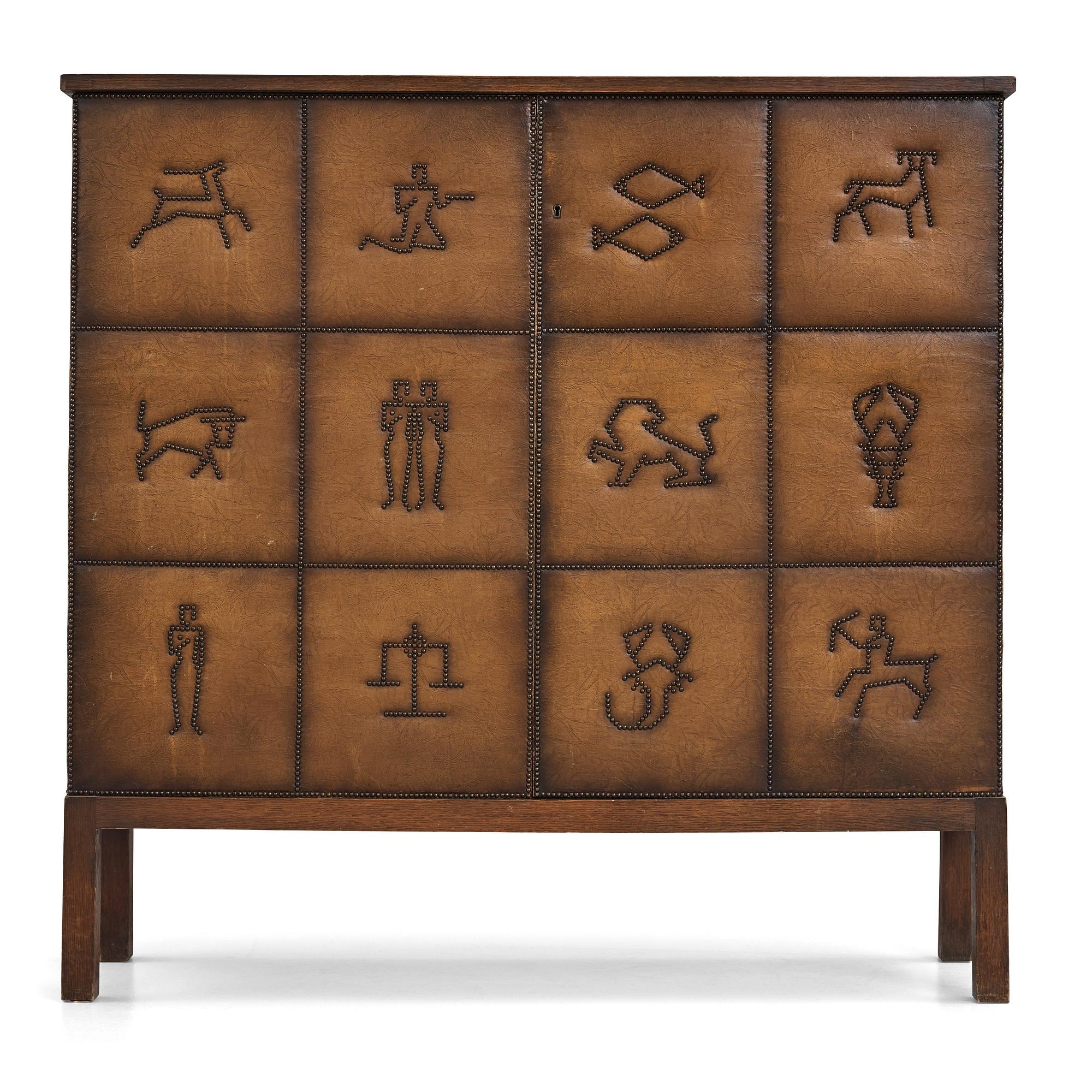 Otto Schulz, a Swedish Modern Zodiac patterned cabinet for Boet, Gothenburg, 1930-1940s.
