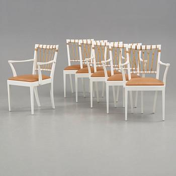 Josef Frank, stolar, 2 st och karmstolar, 4 st, Firma Svenskt Tenn, modell 1165, efter 1985.