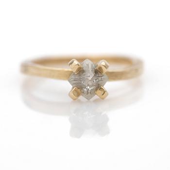 Ring, 14k gold with uncut diamond.