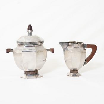 Kaffeservis, 5 delar, nysilver, Christofle Orfèvrerie Gallia, Paris, Frankrike, 1930-tal.
