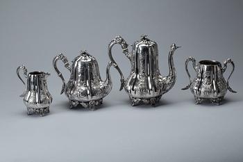 KAFFESERVIS, 4 delar, nysilver, 1900-tal.
