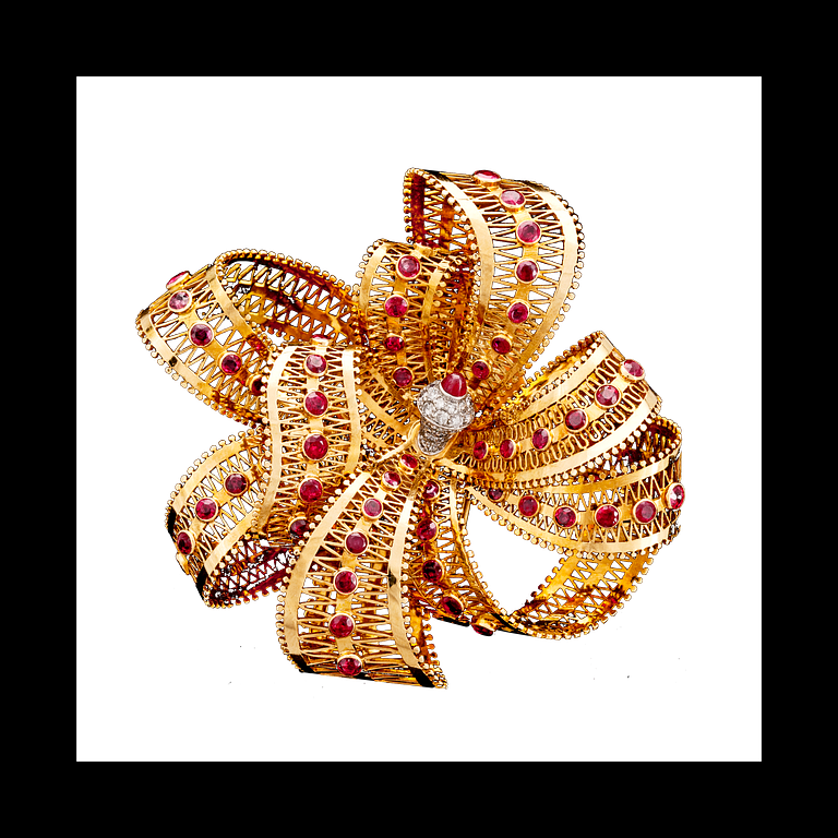 A Van Cleef & Arpels ruby and diamond brooch, Paris 1950's.