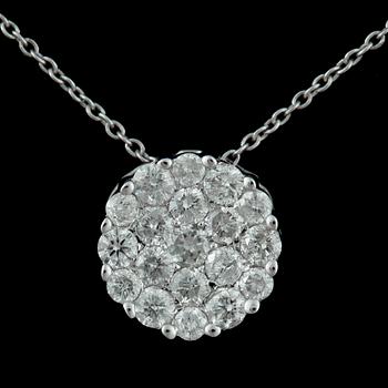HALSBAND, 18k vitguld med 19 briljantslipade diamanter tot ca 0,46 ct. Vikt ca 2,3 gram. 2000-tal.