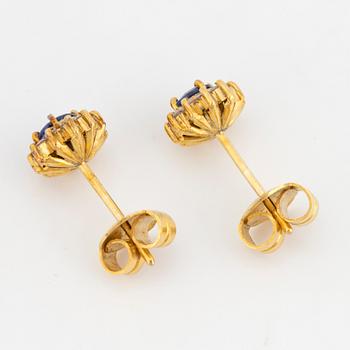 14K gold, sapphire and diamond earrings.