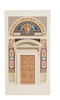 Giovanni Ottaviani, Two doorways and a vertical section from the Raphael Loggias in the Vatican.