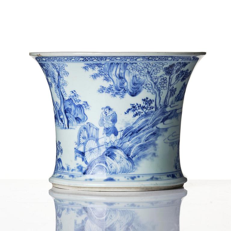 A blue and white ’Western Chamber’ brush pot, Bitong, Qing dynasty, early Kangxi (1662-1722).