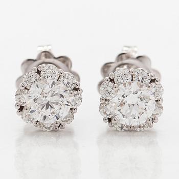 Korvakorut, 18K valkokultaa ja briljanttihiottuja timantteja.