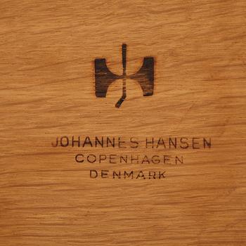 Hans J. Wegner, skrivbord, teak och ek med stålstag, "JH 571", Johannes Hansen, Danmark 1950-60-tal.