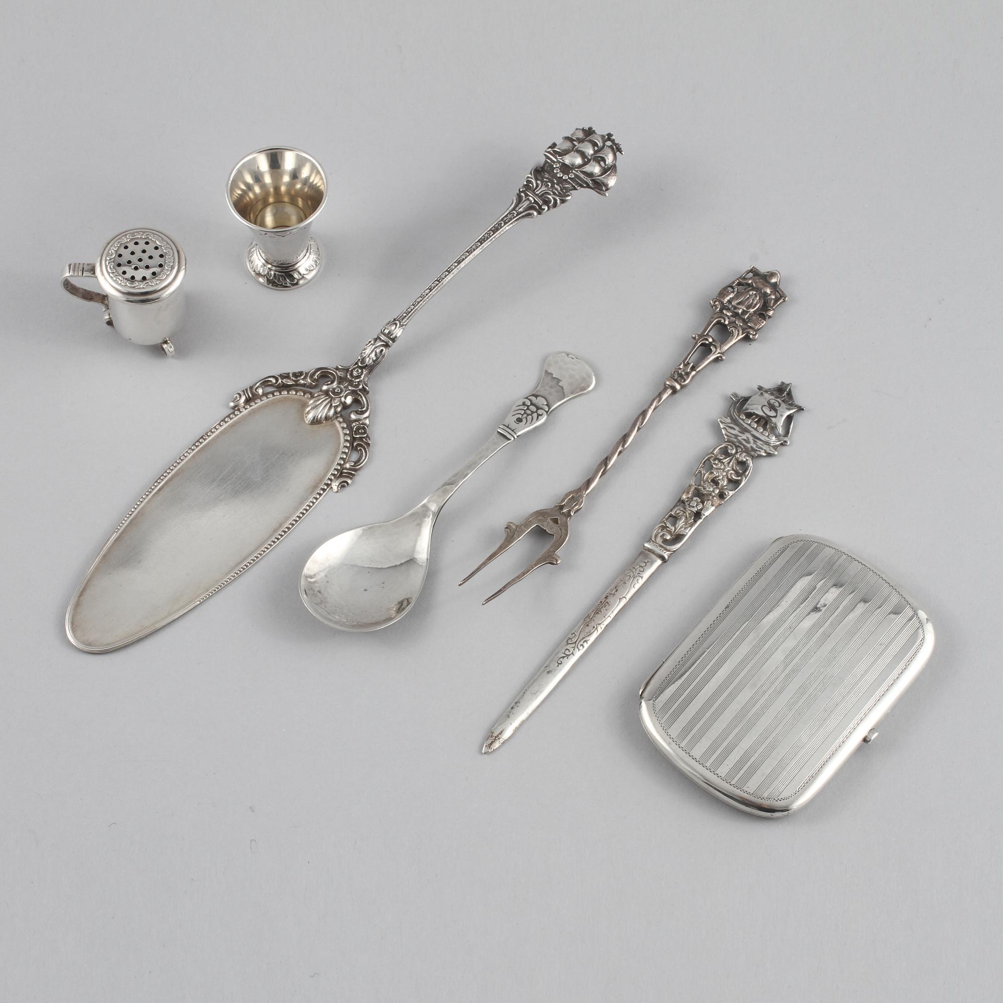 PARTI SILVER, 7 delar, 1900-tal, vikt 205 gram.