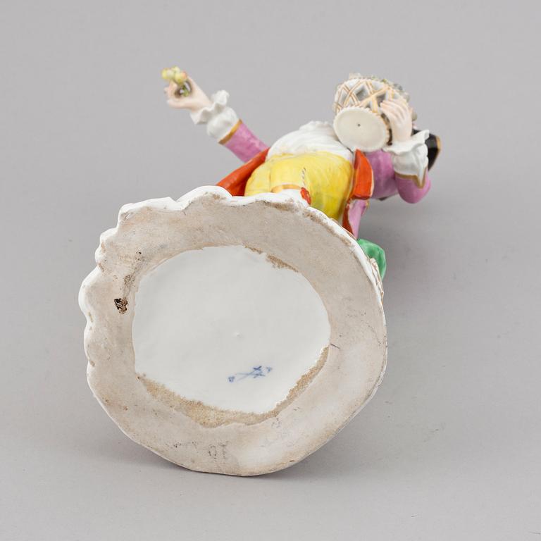 A porcelain figurine, with a Meissen like mark, second half of the 20th century.