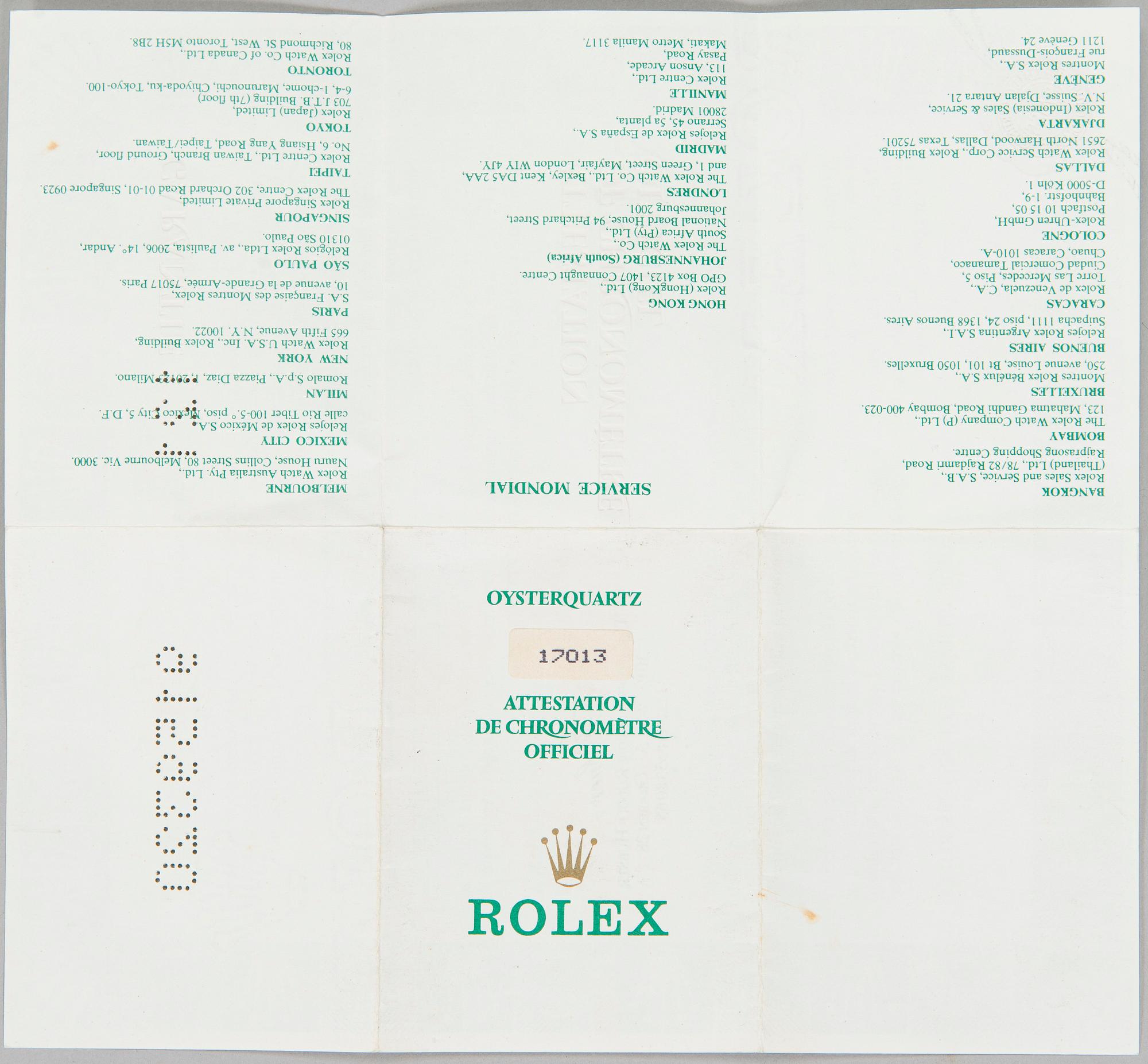 Rolex, Oysterquartz, Datejust, "Diamond Dial", wristwatch, 36 mm.