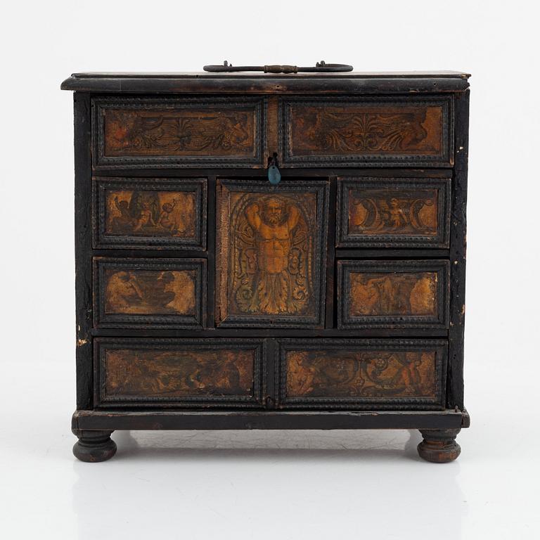 Miniatyrkabinettskåp, Sydtyskland, omkring år 1700, Barock.