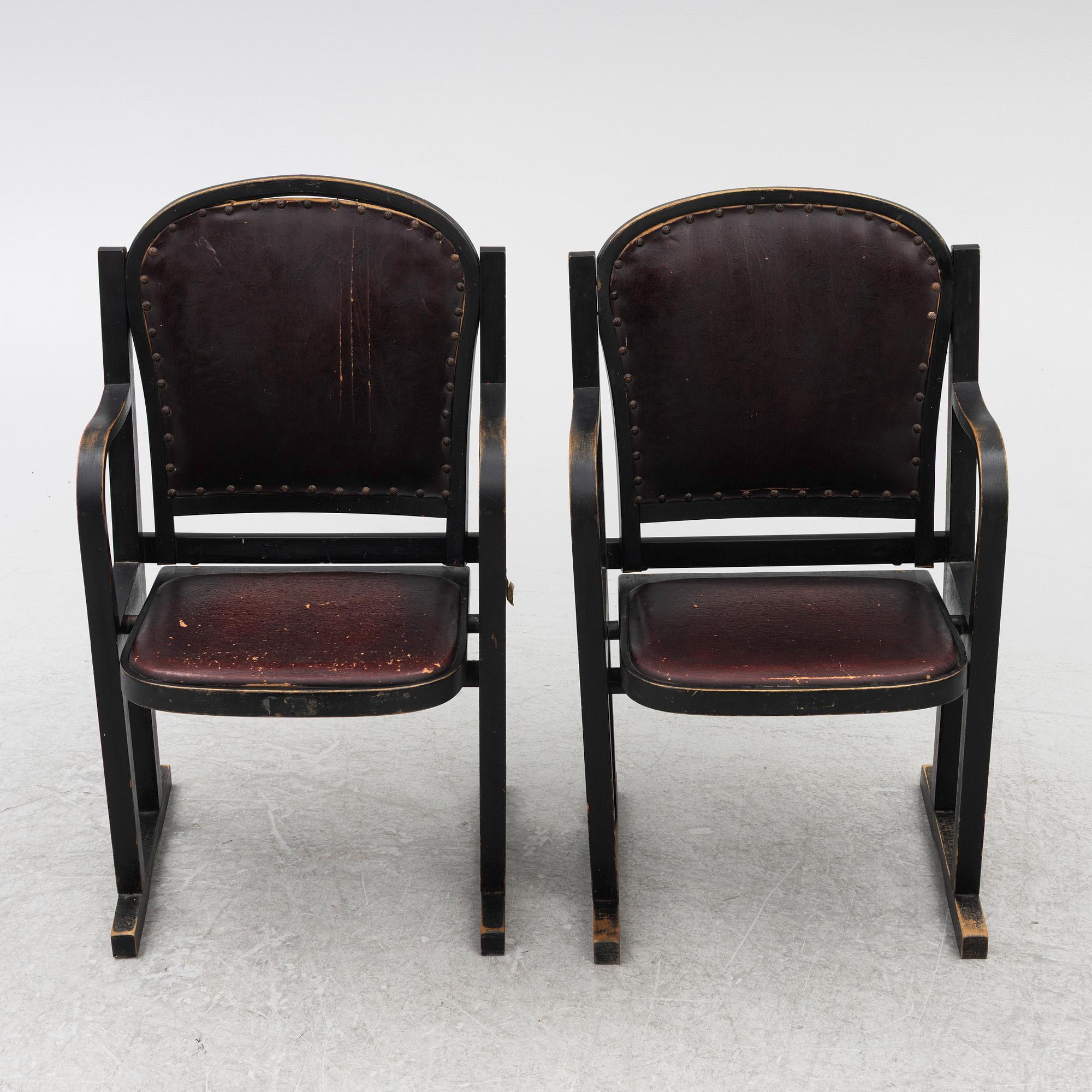 A pair of cinema chairs, 1920s/30s.