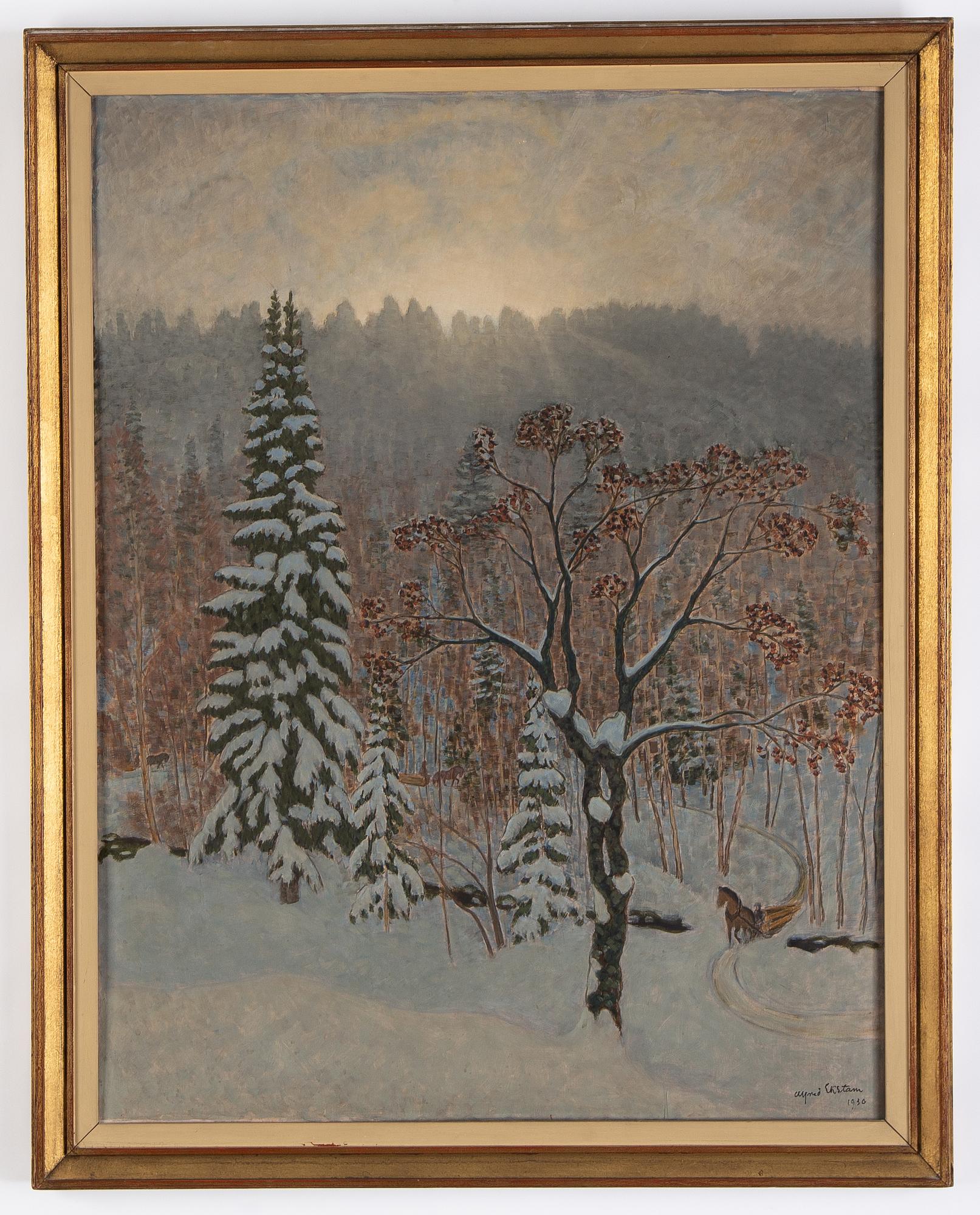 Alfred Ekstam, olja på pannå, signerad och daterad 1930.