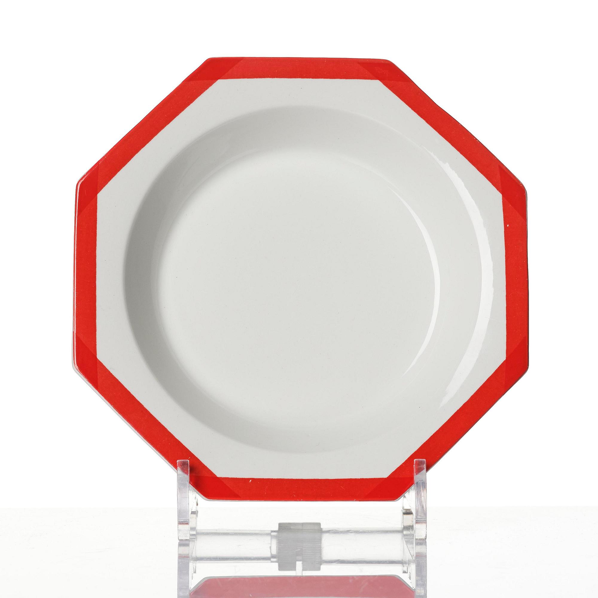 Karin Björquist, a 76-piece “Röd kant” bone china dinner service, Gustavsberg, post 1968.