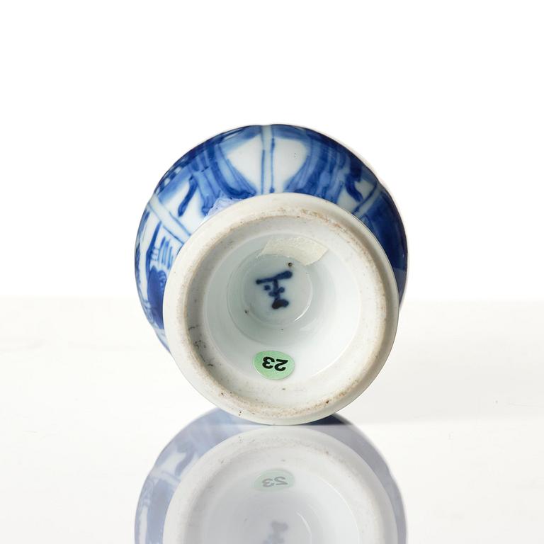 A group of four blue and white miniatures, Qing dynasty, Kangxi (1662-1722).
