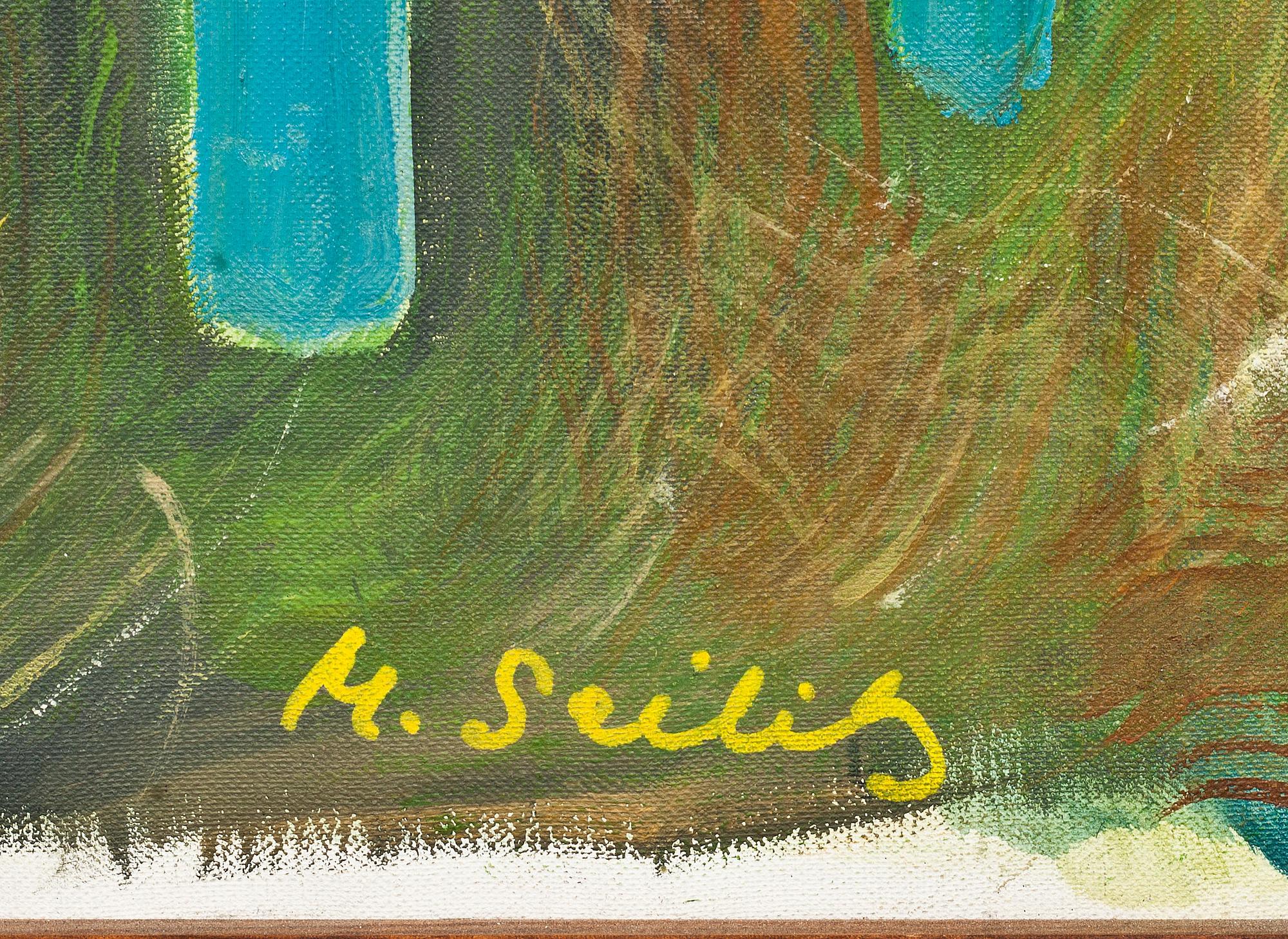 MONA SEILITZ. Olja på duk, "En morgon gav hon honom sitt hjärta" signerad.