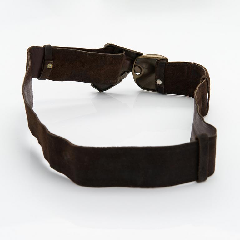 Björn Weckström, A flame bronze and leather belt "Winchester". Lapponia.