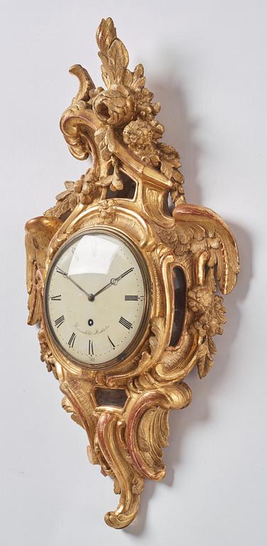 A Swedish Rococo 18th Century wall clock by J. Hovenschiöld.