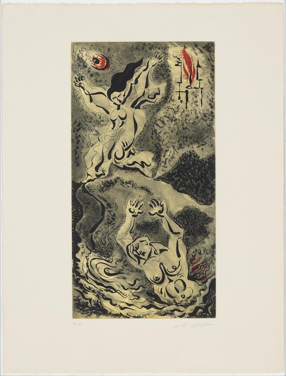 André Masson, etching in colours. Signed and numbered 48/70.