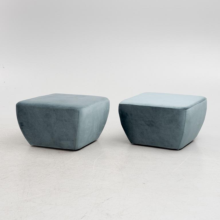 Ottomans, a pair, Ruth & Joanna, contemporary.