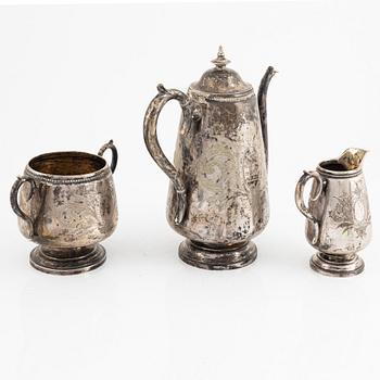 Kaffeservis, 3 delar, silver, CA Nilsson, Malmö, 1888-90.