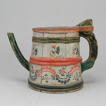 A painted wooden jar from the 19th century.