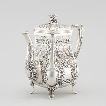 A 20th century silver coffee pot, Germany with swedish import markings.