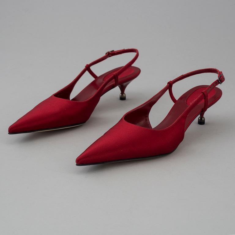 Red silk slingbacks by Sergio Rossi.
