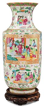 123. A polychrome Kanton floor vase, late Qing.