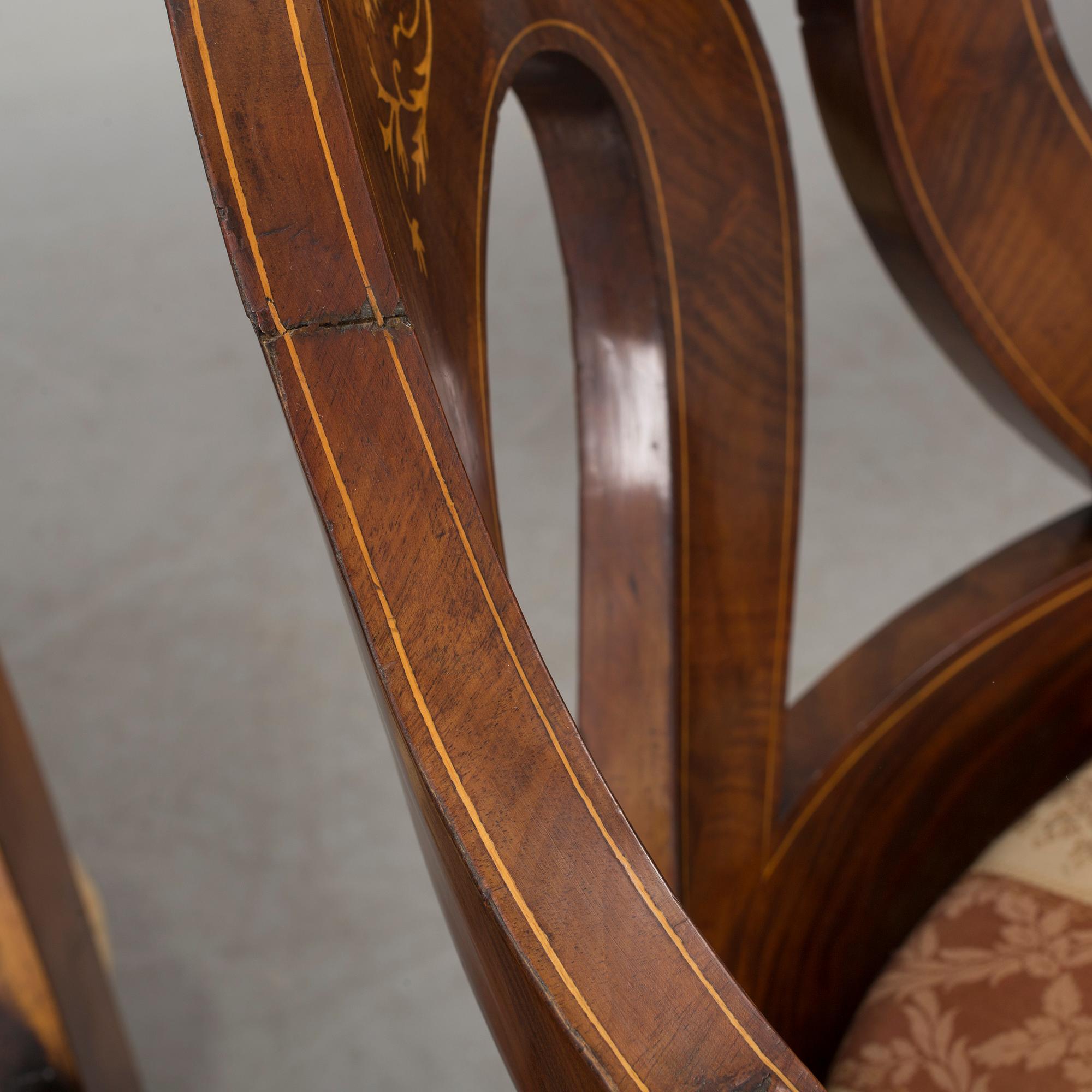 A set of four Empire armchairs "chaise gondole", Austria-Hungary first half 1800's.