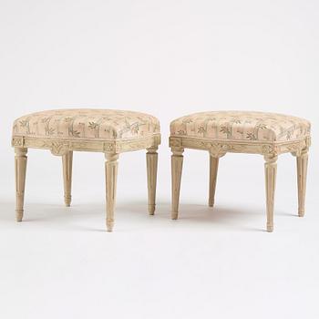 Two Gustavian matching stools, Stockholm, second part of the 18th century.