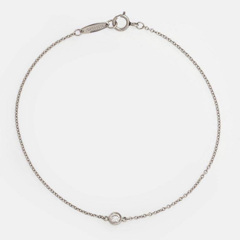 Tiffany & Co, Elsa Peretti, a platinum 'Diamonds by the Yard' bracelet with a brilliant-cut diamond.
