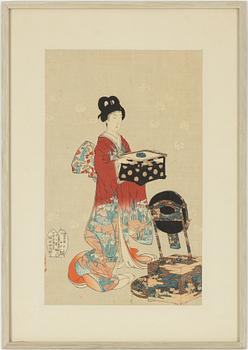 Toyohara Chikanobu, 'Changing Clothes' (Omeshikae), from the series 'Chiyoda Inner Palace' (Chiyoda no Ôoku).