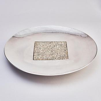 Bo Klevert, a sterling silver and stone plate, Stockholm 1988.