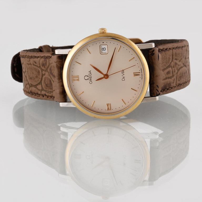 ARMBANDSUR, Omega, Deville, Guld på stål, quartz.