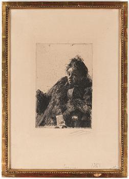 Anders Zorn · ANDERS ZORN, etsning, "Mme Simon II", signerad med blyerts, utförd 1891