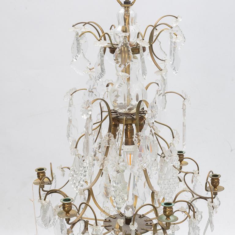 A Rococo style chandelier, around 1900.