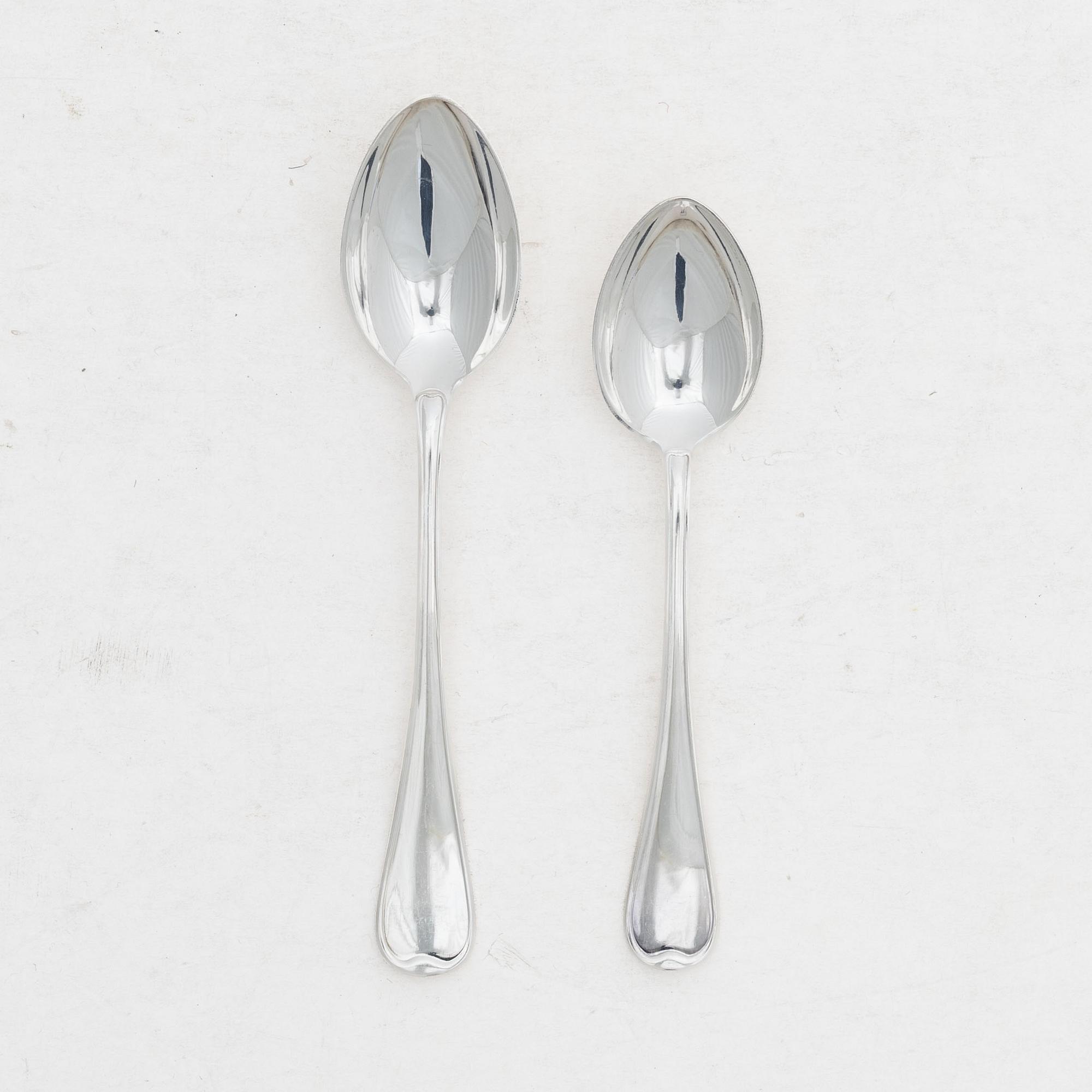 Tea and coffee spoons, 48 pieces, silver, "Svensk" model, including GAB, Stockholm, 1964.