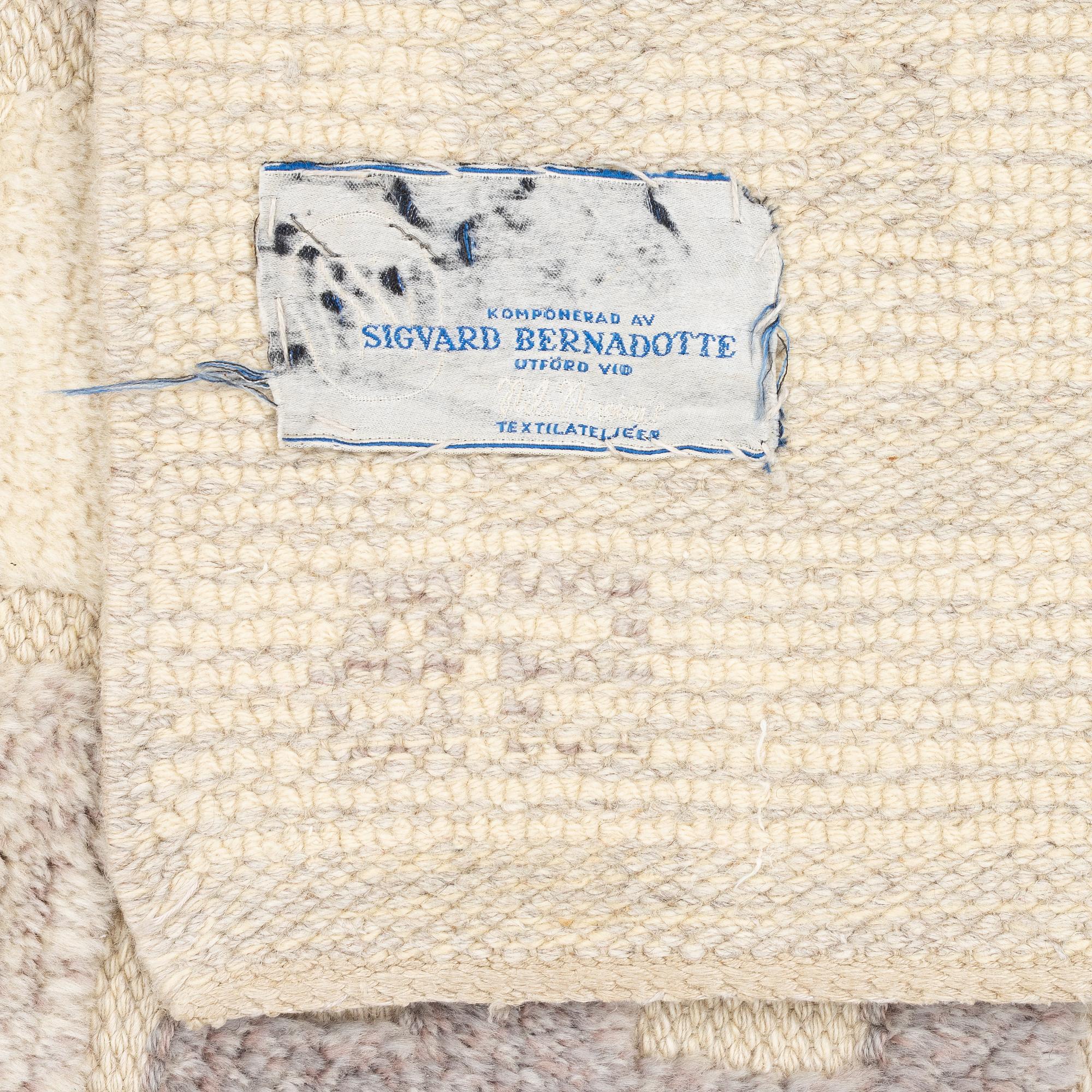 Sigvard Bernadotte, Rug, "Shangri-La", relief pile, signed SB, approximately 210 x 145 cm.