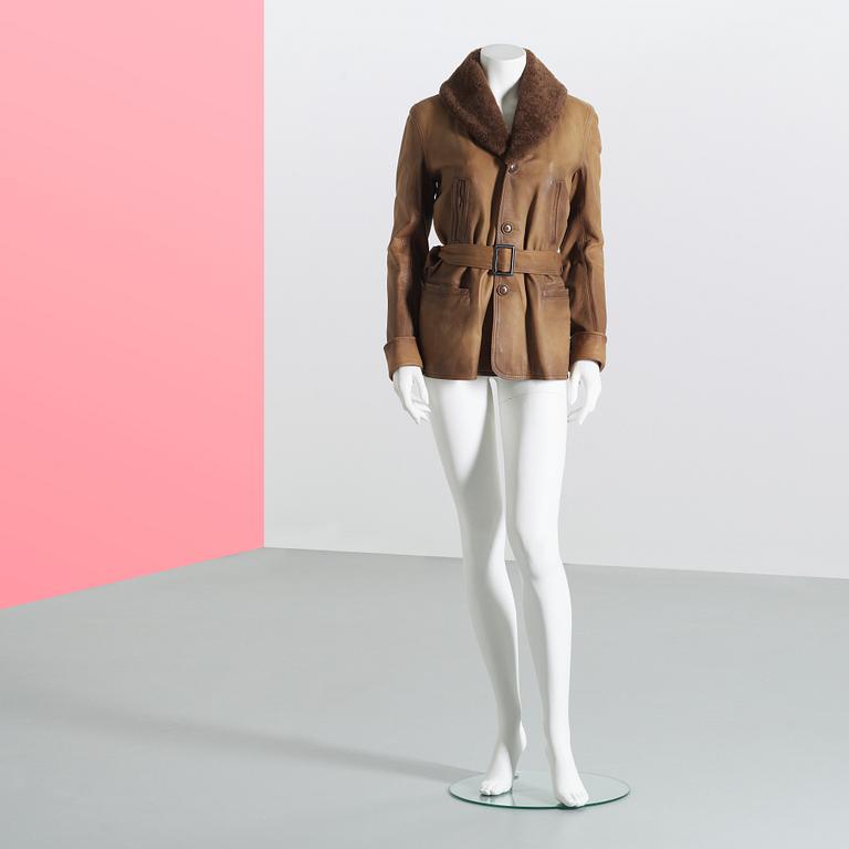 SKINNJACKA med PÄLSKRAGE , Ralph Lauren, storlek 4.