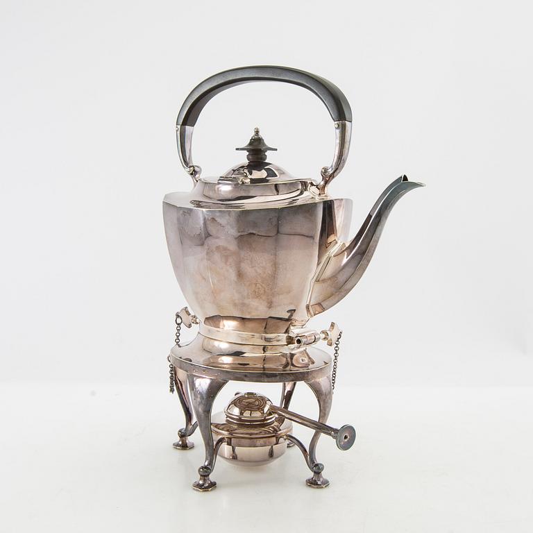 Teapot with stand and burner Mappin & Webb England silver plate mid-20th century.