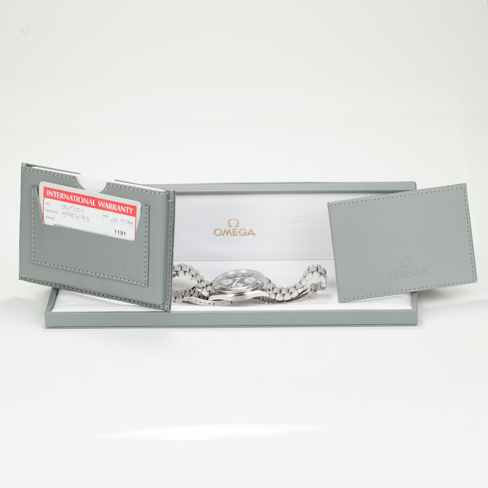 ARMBANDSUR, herr. OMEGA SPEEDMASTER Automatic 1995. Stål. Ref. 38115001. No. 54906193.