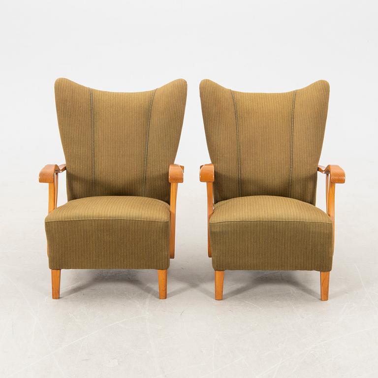 Armchairs, a pair, 1940s Swedish Modern.