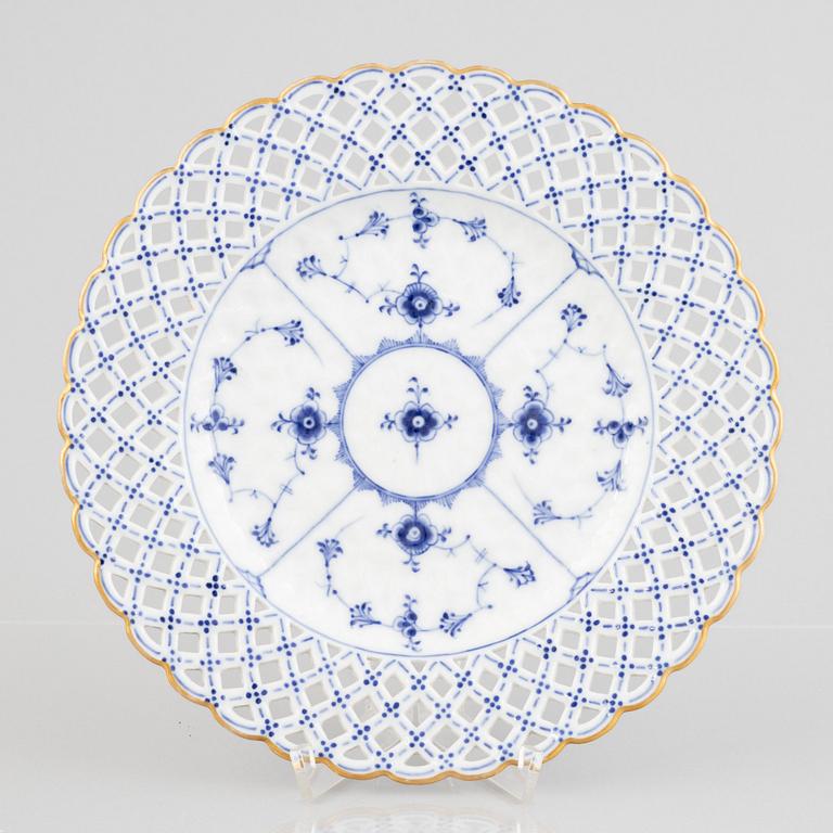 A 'Blue Fluted Full Lace' porcelain dish, Royal Copenhagen, 19th century.