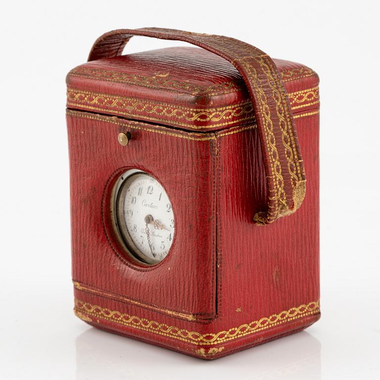 Cartier, reseur i förgyllt silver och emalj samt originaletui, Frankrike tidigt 1900-tal.