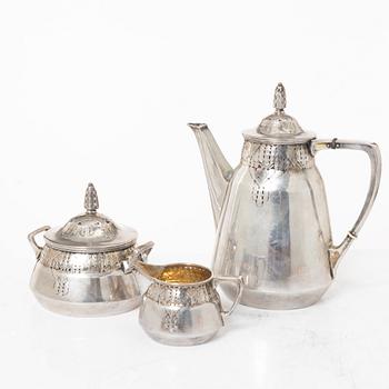 Kaffeservis, 3 delar, silver, jugend,  Anna Ohlsson & Co Östersund, 1910.