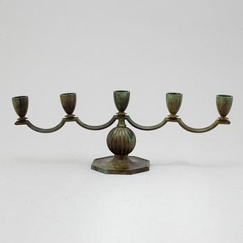 GAB, kandelaber, patinerad brons, 1930-tal.