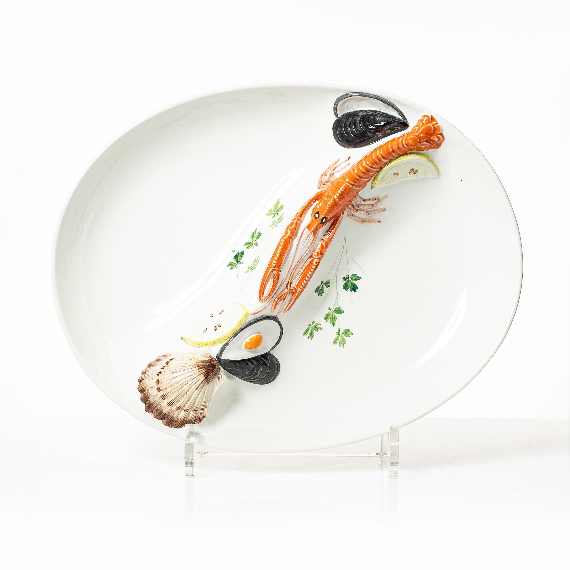 Servisdelar för skaldjur, 7 delar, keramik, V.B.C. Cre Art, Treviso, Italien.