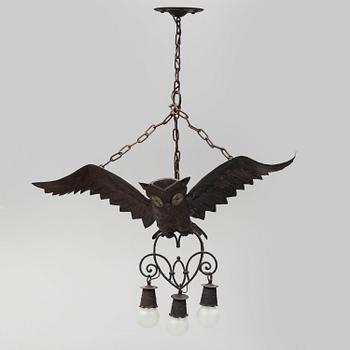 An early 20th century copper ceiling lamp.